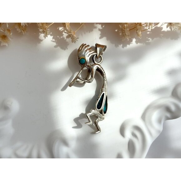 Sterling Silver Kokopelli Fertility Deity Native American Vintage Pendant - Picture 3 of 10